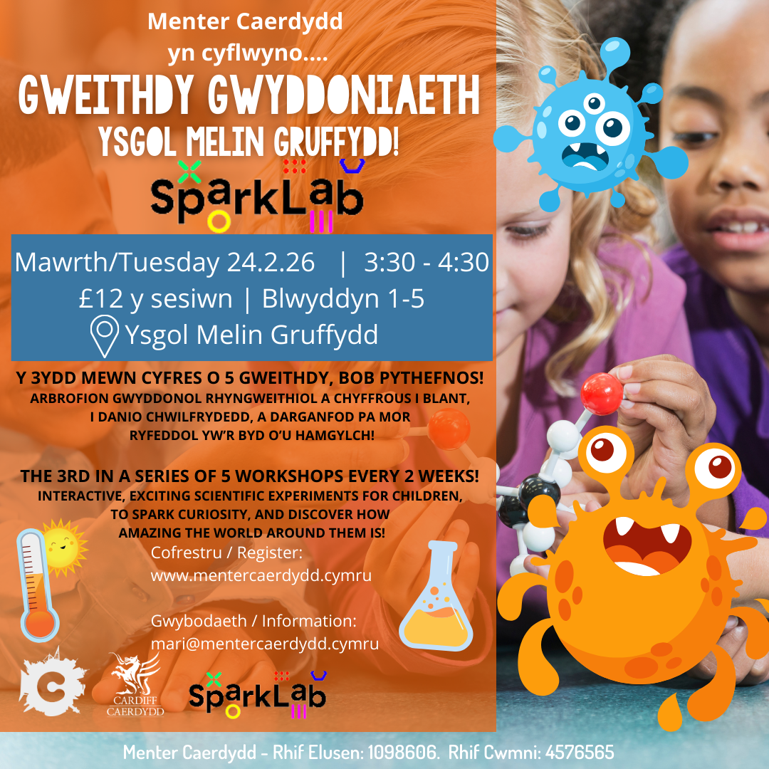 Gweithdy Gwyddoniaeth gyda Sparklab Melin Gruffydd!